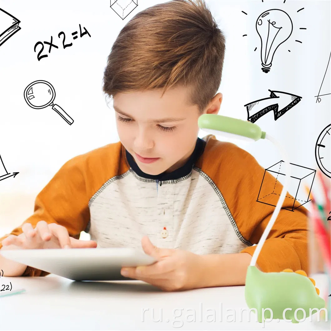 Очаровательная настольная лампа динозавра с USB -зарядкой